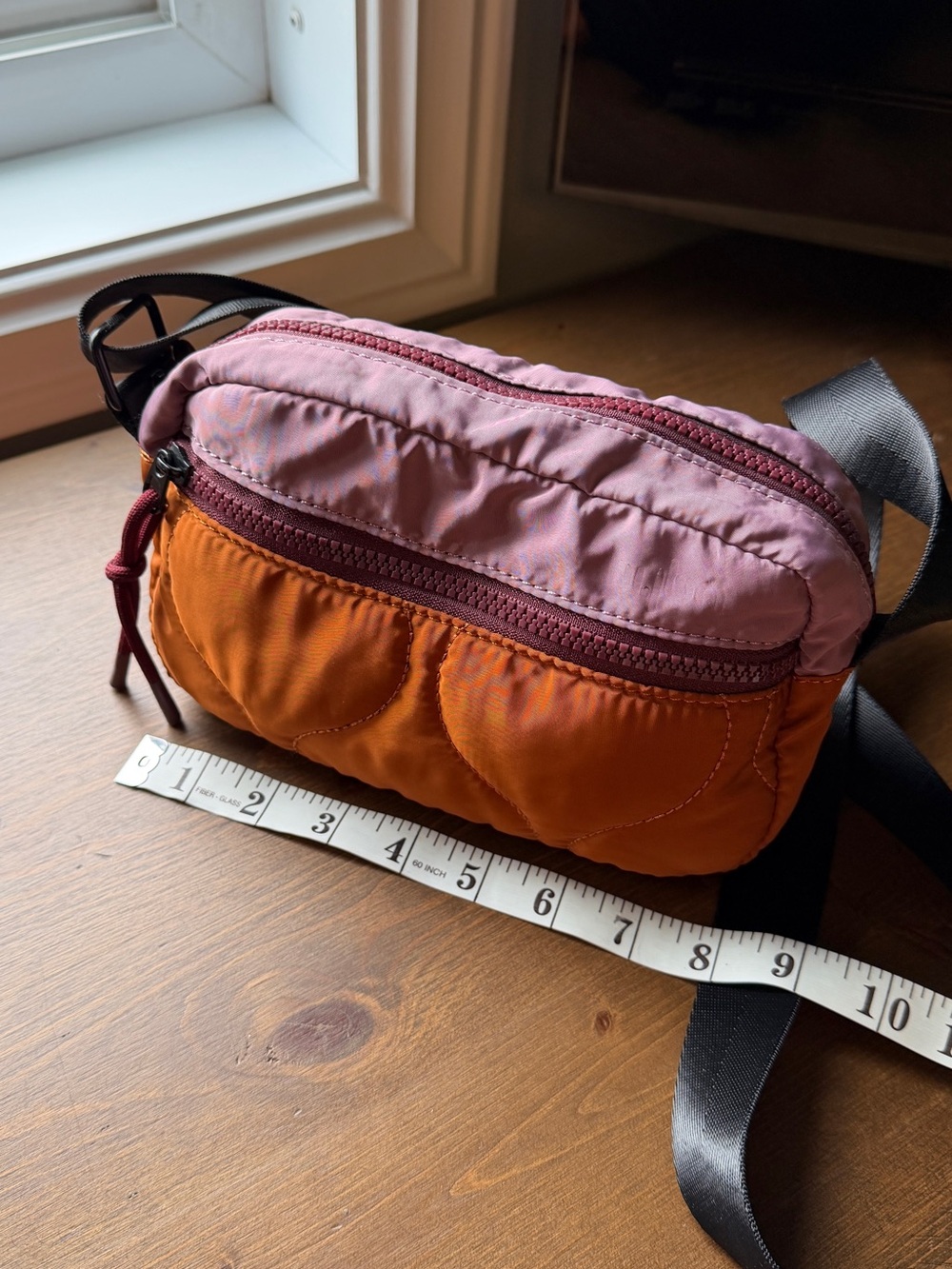 Two-Tone Mauve/Pink and Orange Crossbody Sling Bag